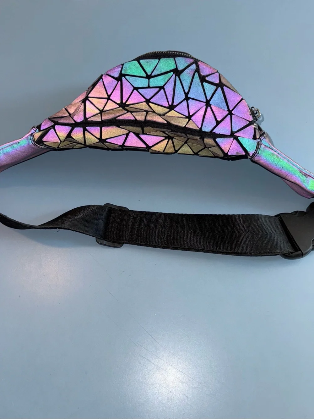 Source Unknown Iridescent Geometric Mosaic Fanny Pack - Pink, Purple, Blue